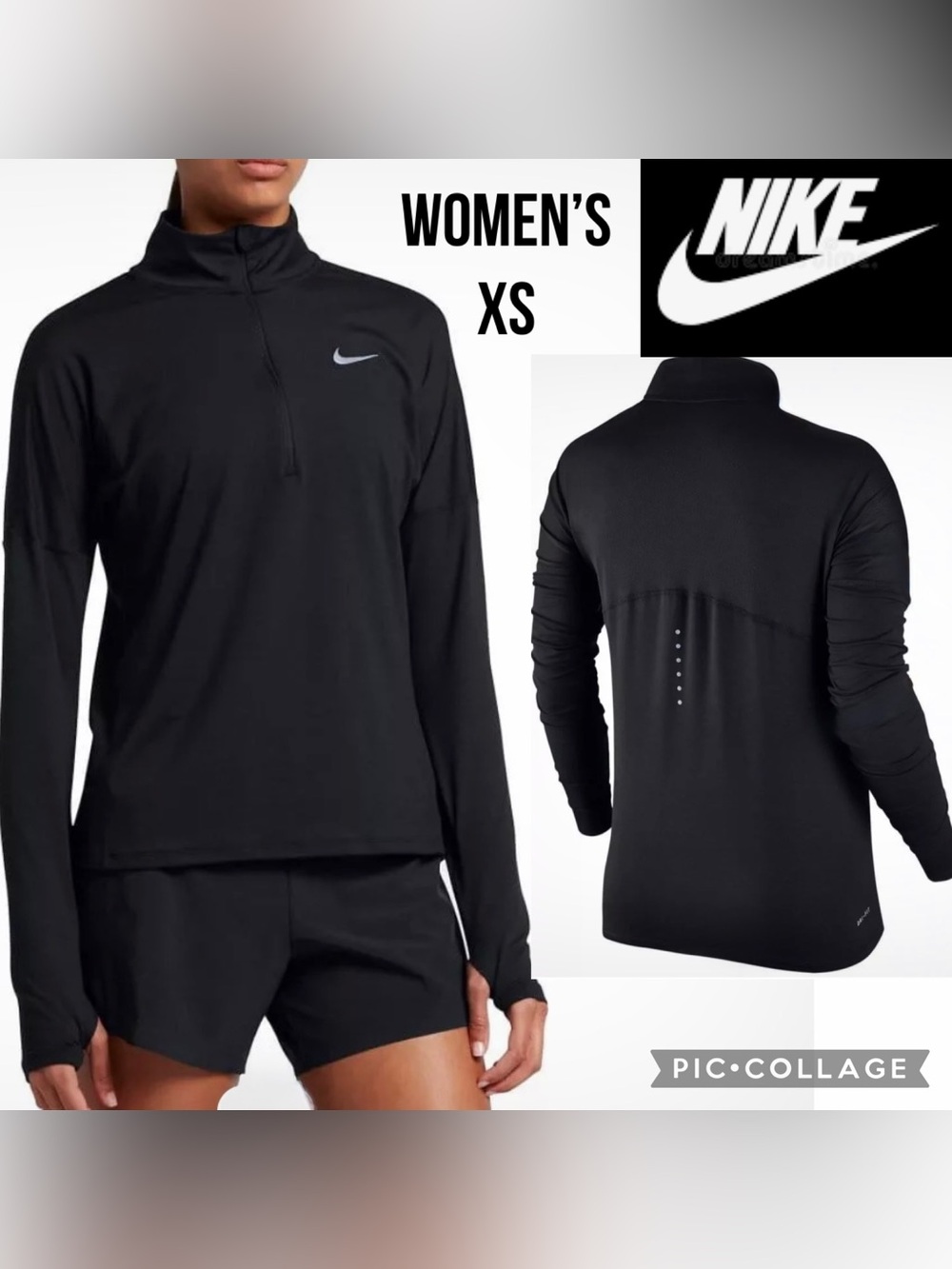 Nike Womens Half Zip Running Element 1/4 Zip Dri Fit Pullover Black Size XS